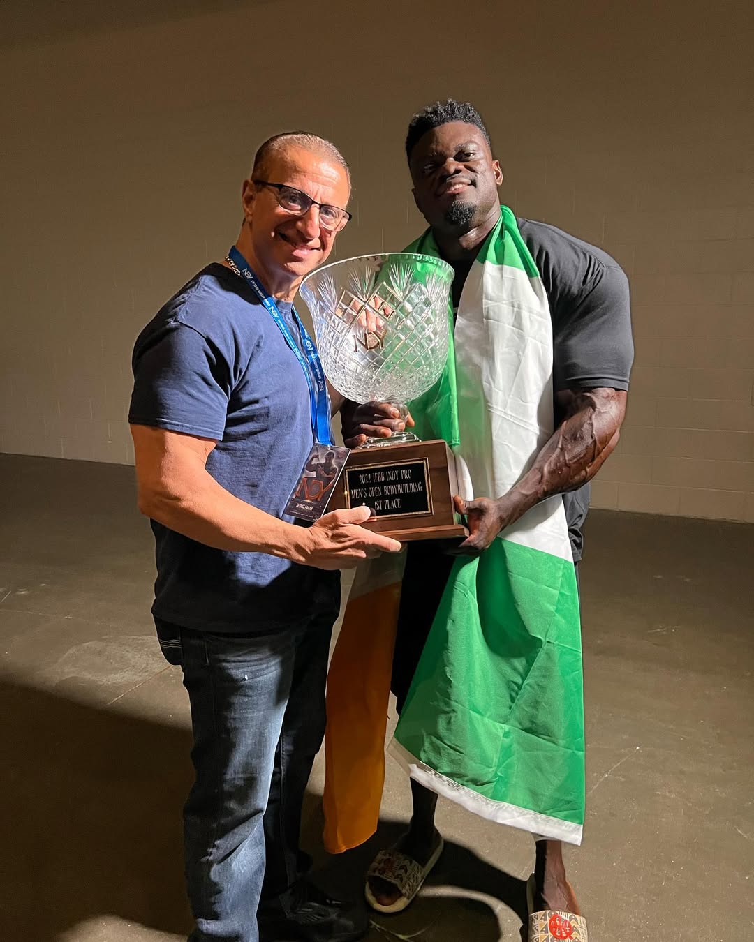 George Farah with IFBB Pro Blessing Awodibu